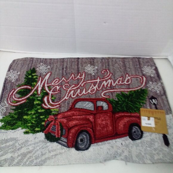 Christmas Placemat Lot of 4 Red Truck Tree Fabric 18" x 12.5" 2 Patterns - Picture 3 of 14